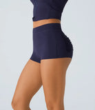 SpeedWave™ Mid Rise Back Side Pocket Ruched Quick Dry Workout Shorts - PURE-YOGA