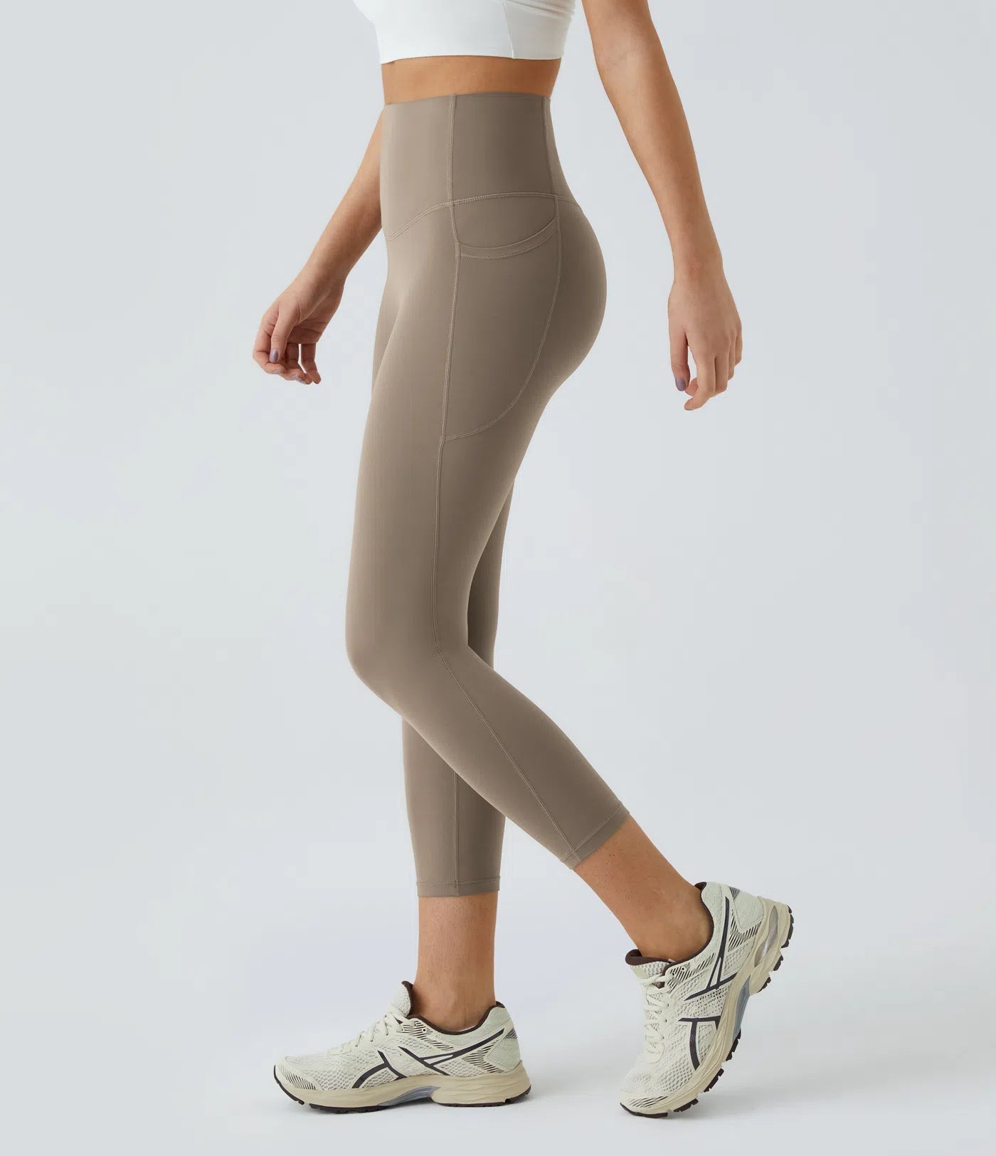 High Waisted Side Pocket Shaping Training Capri Leggings - PURE-YOGA