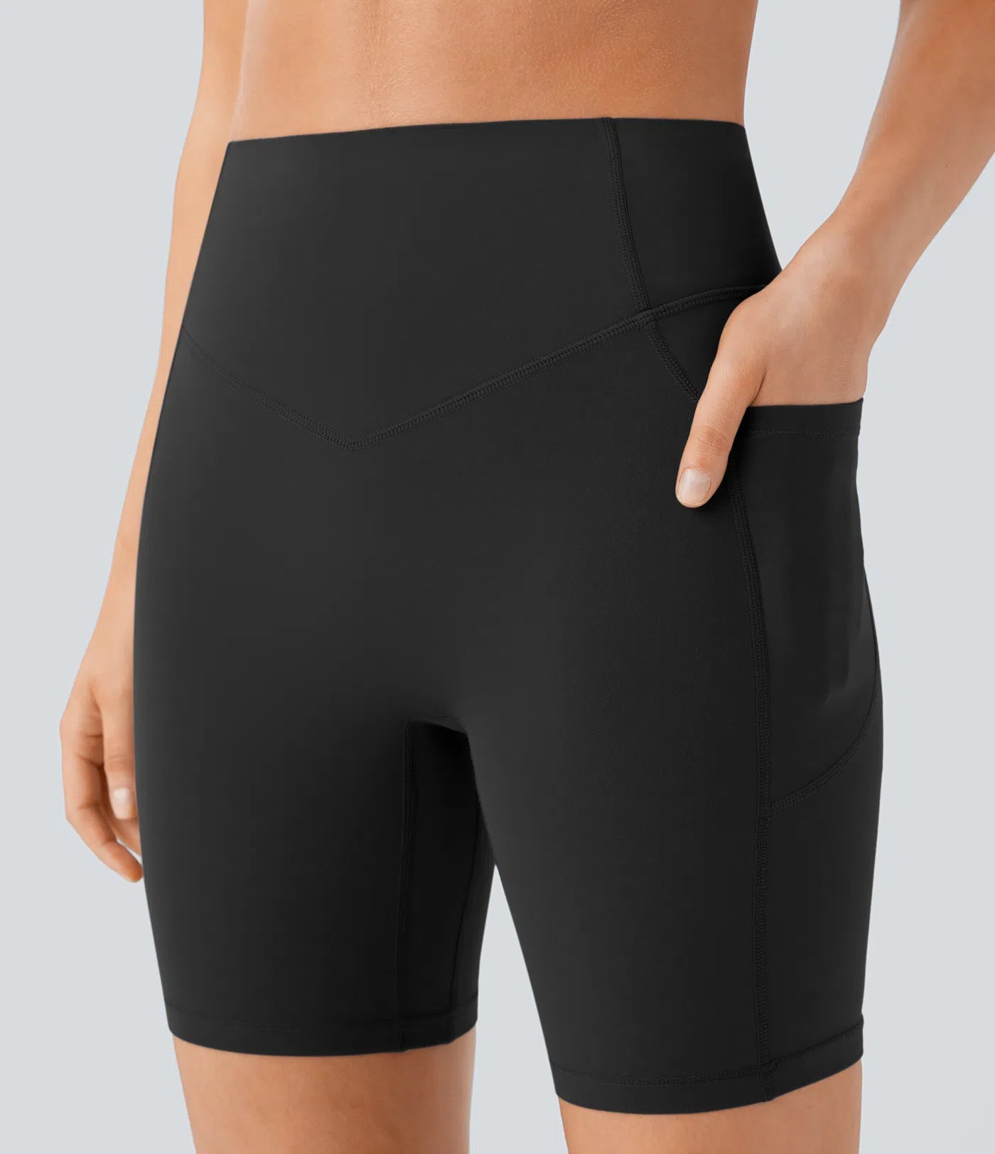 SoCinched High Waisted Scrunch Butt Lifting Tummy Control Side Pocket Shaping Workout UltraSculpt Biker Shorts 7'' - PURE-YOGA