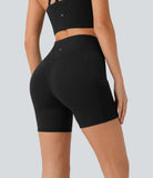 High Waisted Multiple Pockets Contrast Mesh Yoga Biker Shorts 5'' - PURE-YOGA