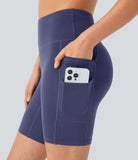 Softlyzero™ High Waisted Double Pockets Yoga Biker Shorts 7''-UPF50+ - PURE-YOGA