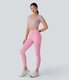Softlyzero™ Plush High Waisted Side Pocket Contrast Mesh 7/8 Yoga Leggings - PURE-YOGA