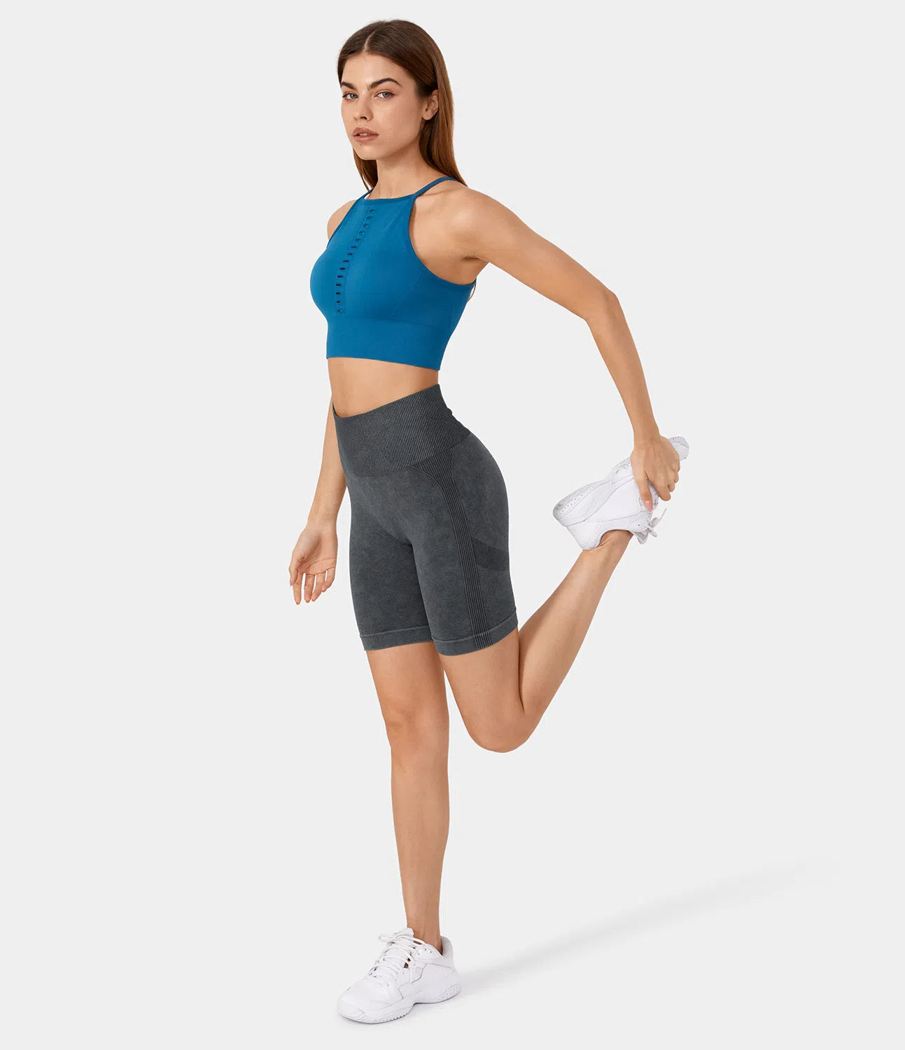 Seamless Flow High Waisted Ruched Workout Biker Shorts 6" - PURE-YOGA