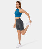 Seamless Flow High Waisted Ruched Workout Biker Shorts 6" - PURE-YOGA