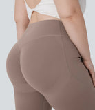 Pure-Yoga UltraSculpt™ SoCinched High Waisted Butt Lifting Tummy Control Side Pocket Shaping Yoga Bootcut Plus Size Leggings - PURE-YOGA