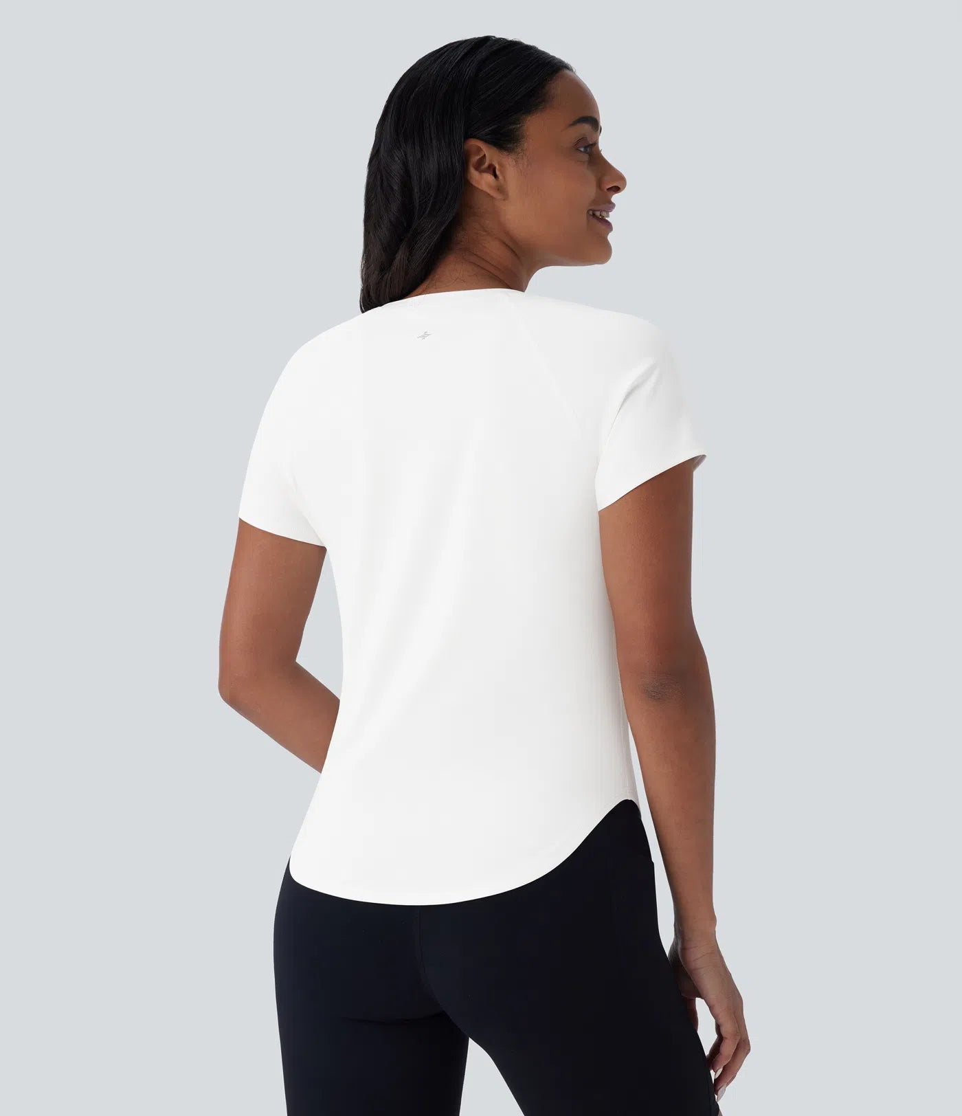 Softlyzero™ QuickDry Round Neck Short Sleeve Contrast Mesh Curved Hem Running Sports Top - PURE-YOGA