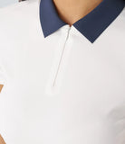 Polo Collar Half Zip Short Sleeve Tennis Sports Top - PURE-YOGA