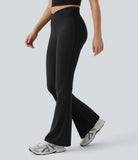 High Waisted Crossover Flare Yoga Leggings - PURE-YOGA