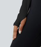 Softlyzero™ Plush Square Neck Backless Long Sleeve Thumb Hole Cropped Yoga Sports Top - PURE-YOGA