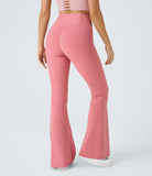 Crossover High Waisted Back Pocket Super Flare Leggings - PURE-YOGA