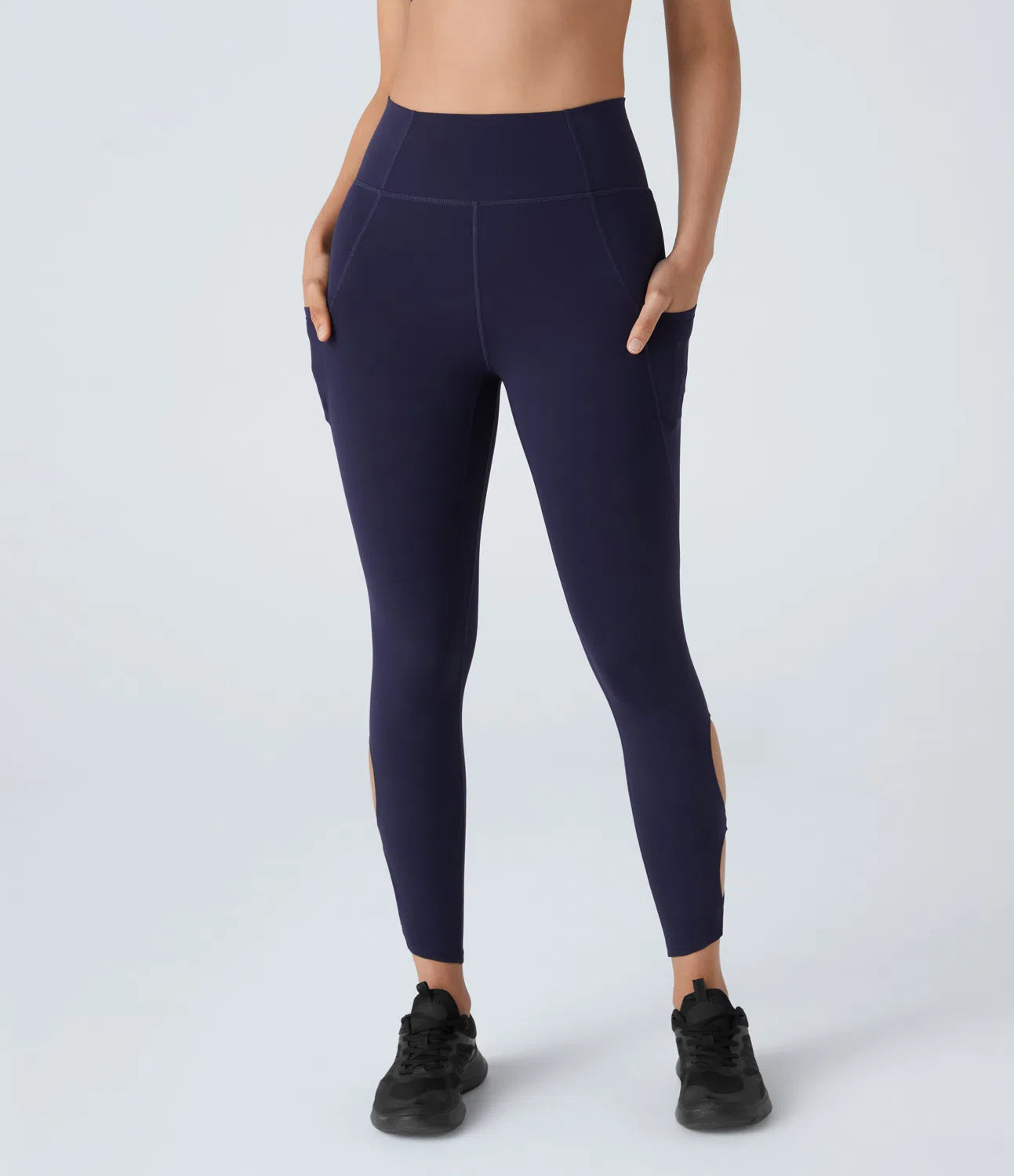 SpeedWave™ High Waisted Side Pocket Cut Out Quick Dry 7/8 Running Leggings - PURE-YOGA