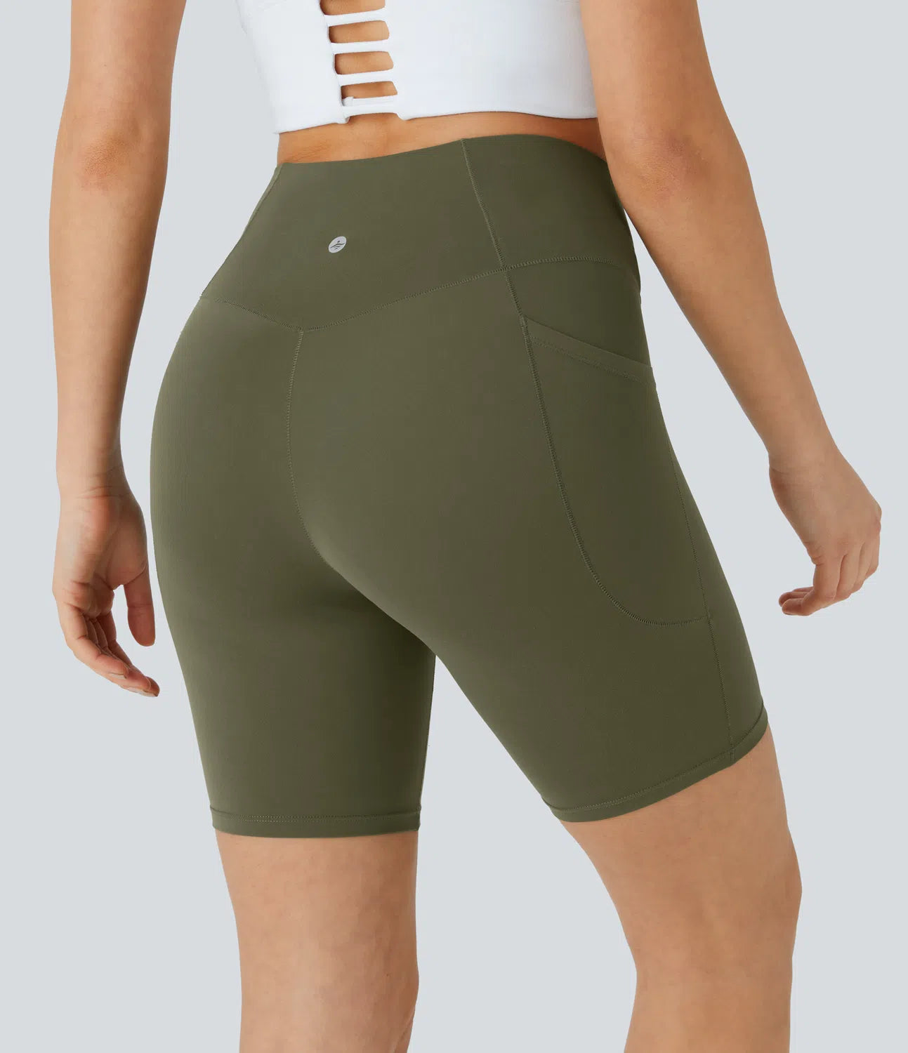 Softlyzero™ High Waisted Crossover Side Pocket Yoga Leak Protection Biker Shorts 7" - PURE-YOGA