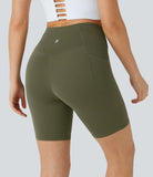 Softlyzero™ High Waisted Crossover Side Pocket Yoga Leak Protection Biker Shorts 7" - PURE-YOGA