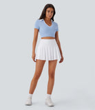 Softlyzero™ QuickDry Color Block Collared Cropped Tennis Sports Top - PURE-YOGA
