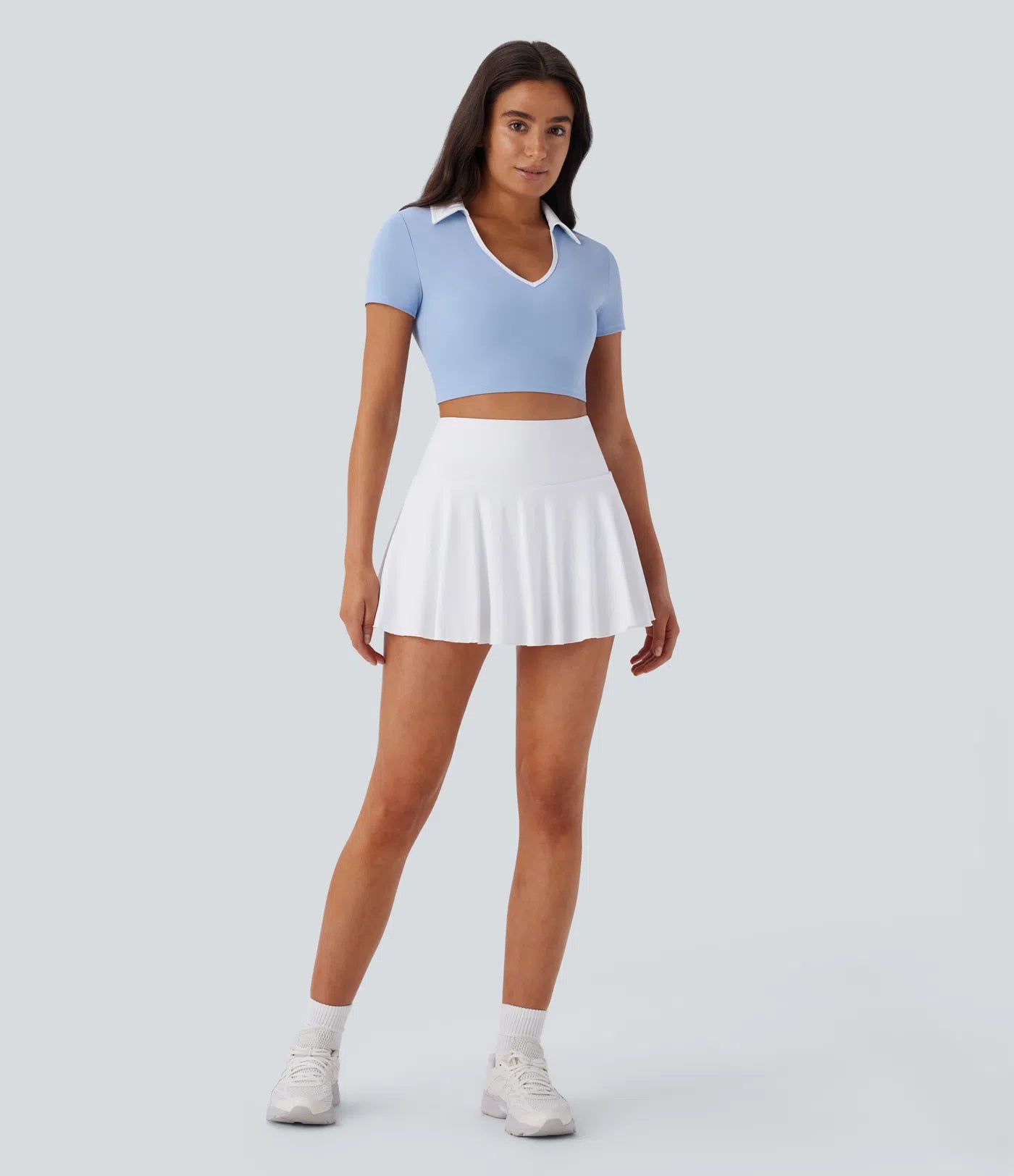 Softlyzero™ QuickDry Color Block Collared Cropped Tennis Sports Top - PURE-YOGA