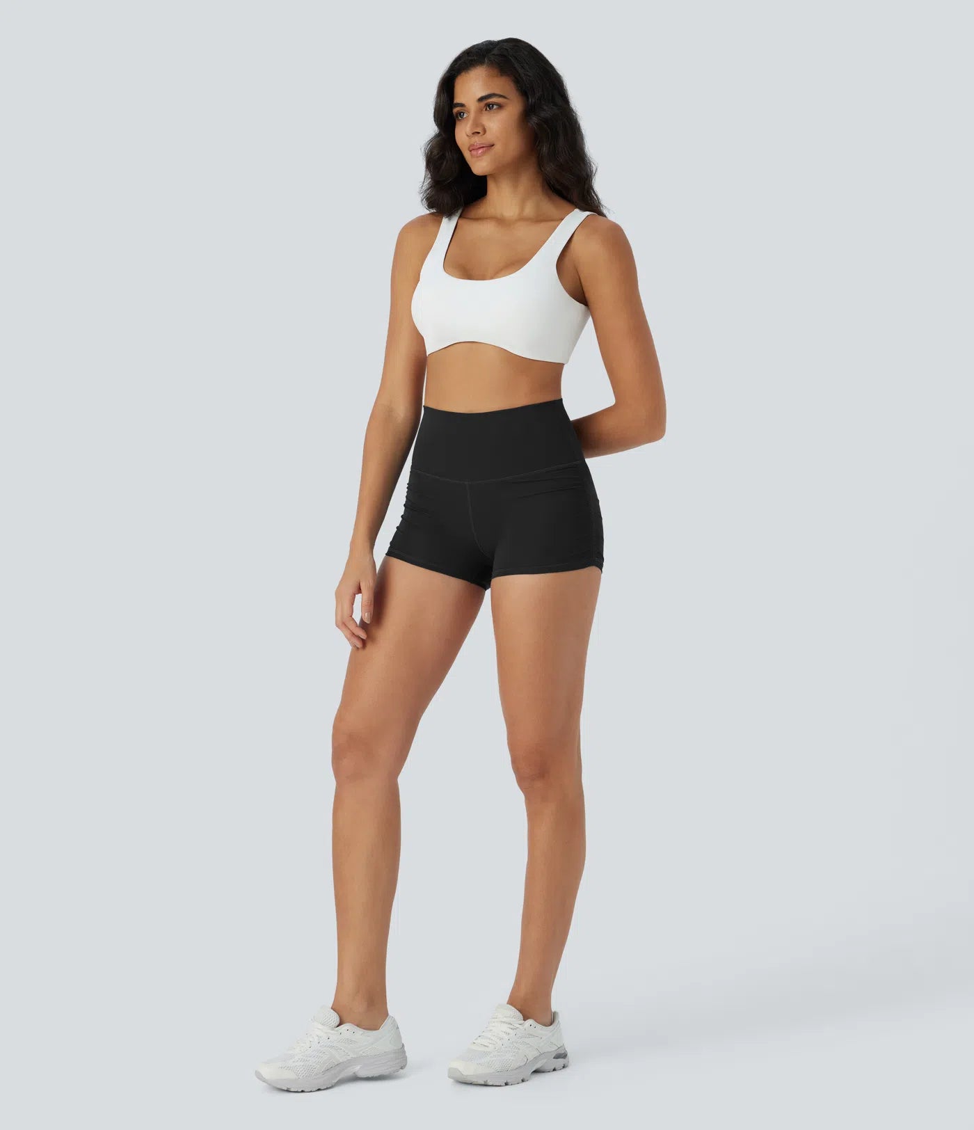 Softlyzero™ QuickDry SoCinched High Waisted Tummy Control Ruched Running Biker Shorts 2.5'' - PURE-YOGA