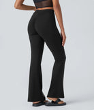 Softlyzero™ Plush High Waisted Contrast Mesh Casual Flare Leggings-UPF50+ - PURE-YOGA