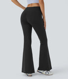 Softlyzero™ Plush Thermal Crossover High Waisted Back Pocket Super Flare Leggings - PURE-YOGA