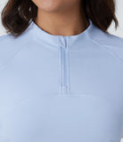 Stand Collar Zipper Side Pocket Curved Hem Golf Sports Top - PURE-YOGA