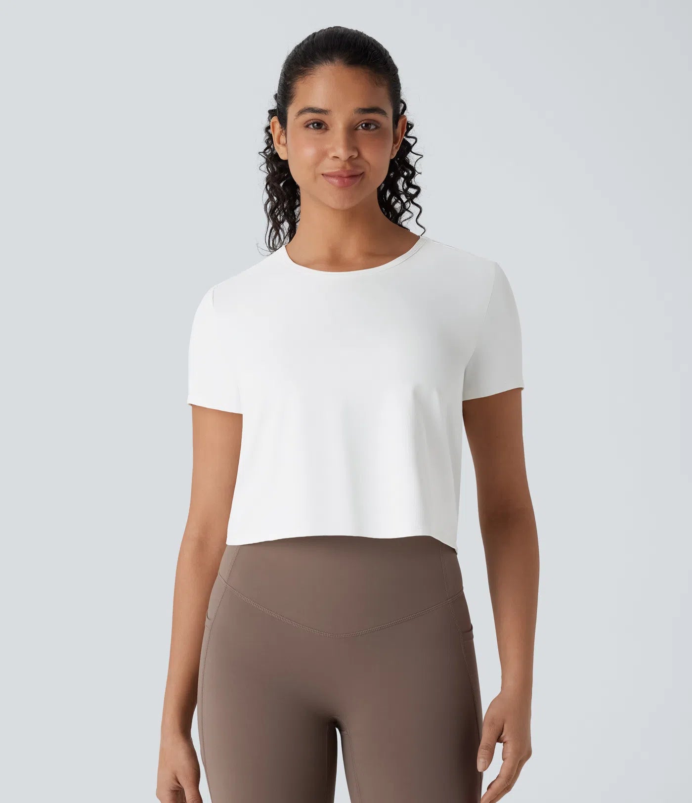 Cut Out Twisted Cropped Hiking Sports Top-UPF40+ - PURE-YOGA