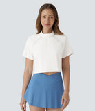 Softlyzero™ QuickDry Stand Collar Zipper Perforated Split High Low Tennis Sports Top - PURE-YOGA