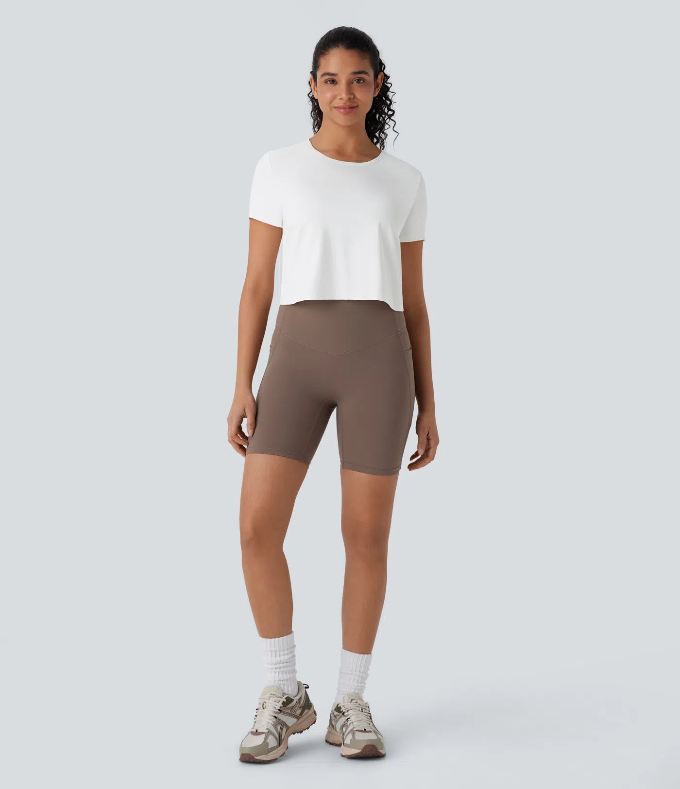 Cut Out Twisted Cropped Hiking Sports Top-UPF40+ - PURE-YOGA