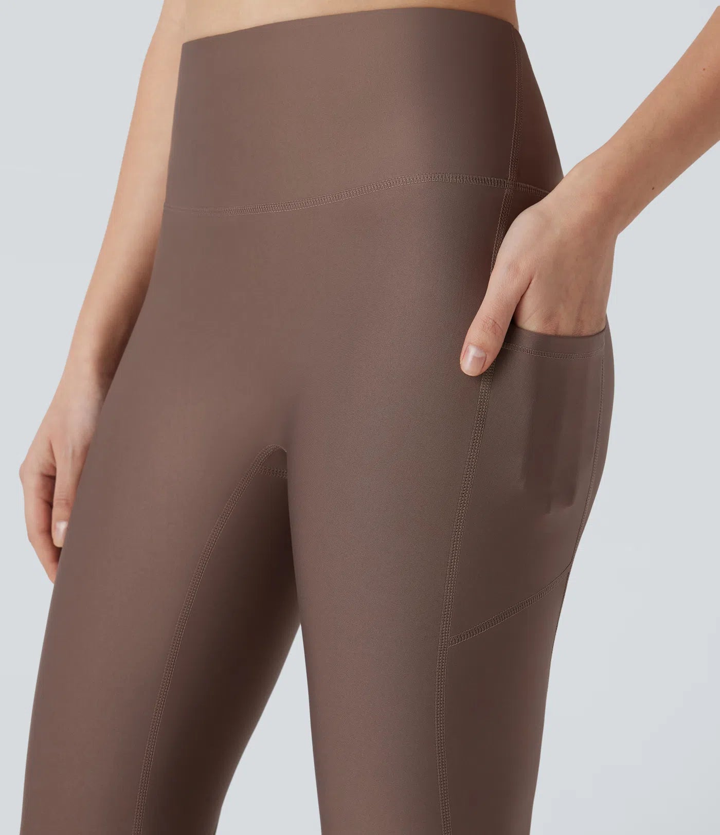High Waisted Side Pocket Sheen Workout Leggings - PURE-YOGA