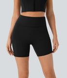 High Waisted Multiple Pockets Contrast Mesh Yoga Biker Shorts 5'' - PURE-YOGA
