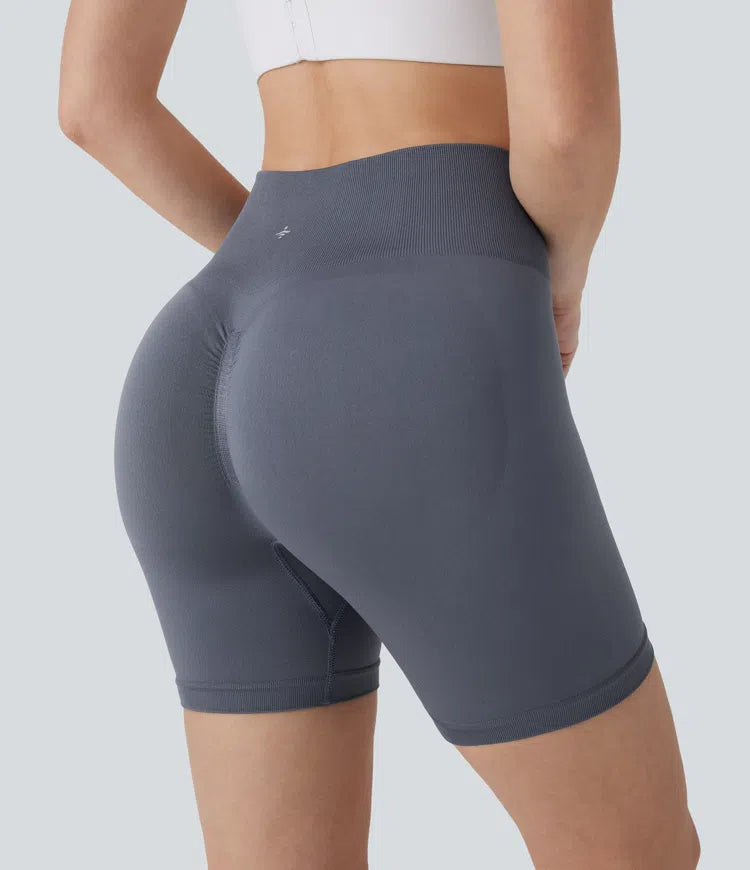 Seamless Flow High Waisted Scrunch Yoga Biker Shorts 5'' - PURE-YOGA
