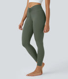 Mid Rise Drawstring Ruched 7/8 Yoga Leggings - PURE-YOGA