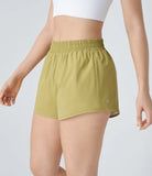 Reversible Mid Rise Side Pocket Color Block Workout Shorts - PURE-YOGA