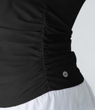 Short Sleeve Cut Out Ruched Workout Sports Top - PURE-YOGA