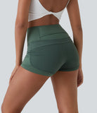 High Waisted Mesh Back Waistband Pocket 2-in-1 Casual Shorts 2" - PURE-YOGA