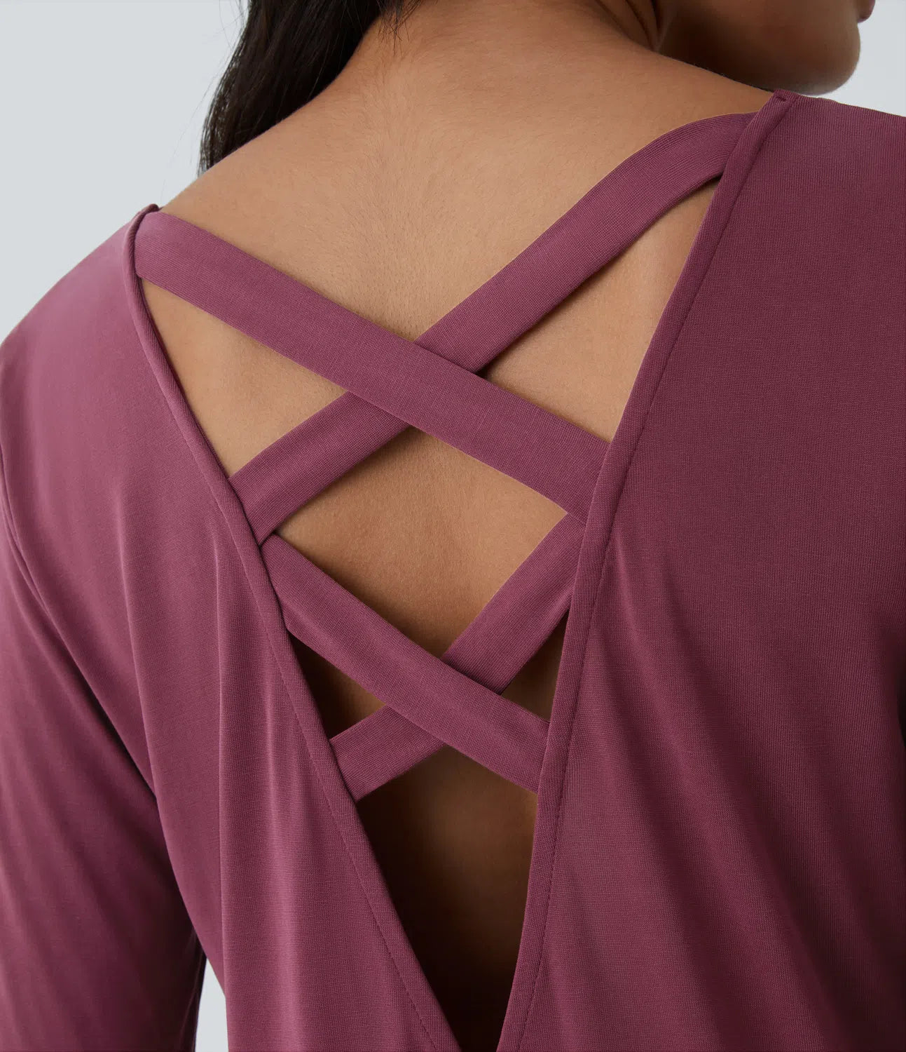 Backless Crisscross Cut Out Thumb Hole Yoga Sports Top - PURE-YOGA