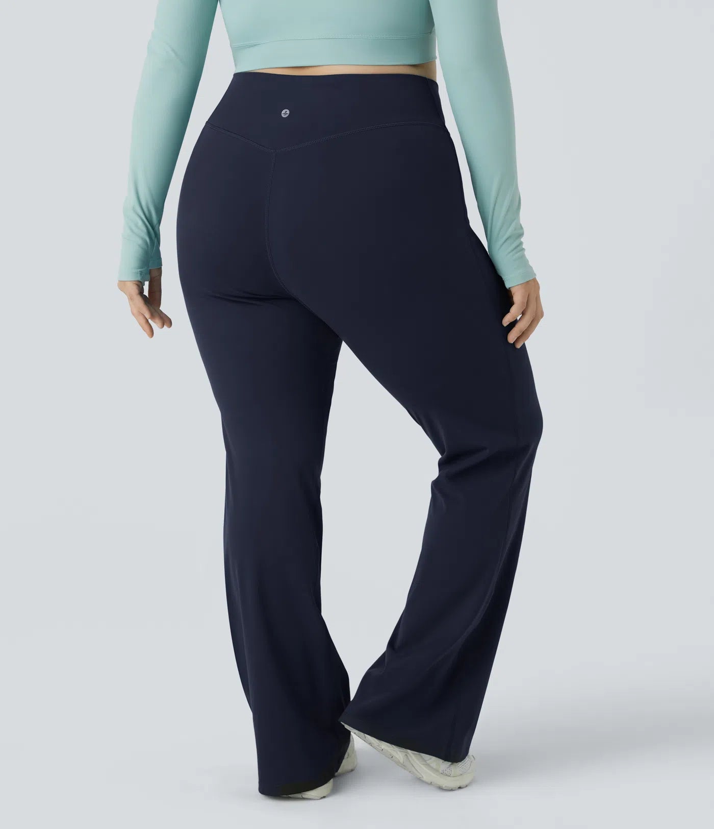 High Waisted Crossover Full Length Flare Plus Size Leggings - PURE-YOGA
