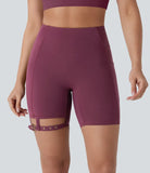 Softlyzero™ Airy High Waisted Side Pocket Adjustable Buckle Cool Touch Dance Biker Shorts 7'' - PURE-YOGA