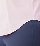 Round Neck Crossover Back High Low Curved Hem Hiking Sports Top - PURE-YOGA