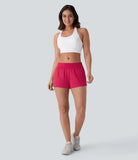 Softlyzero™ Airy Low Rise Inside Drawstring Back Pocket & Side Hidden Pocket 2-in-1 Cool Touch Yoga Shorts - PURE-YOGA