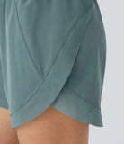 Mid Rise Drawstring Contrast Mesh 2-in-1 Flowy Running Shorts 5'' - PURE-YOGA