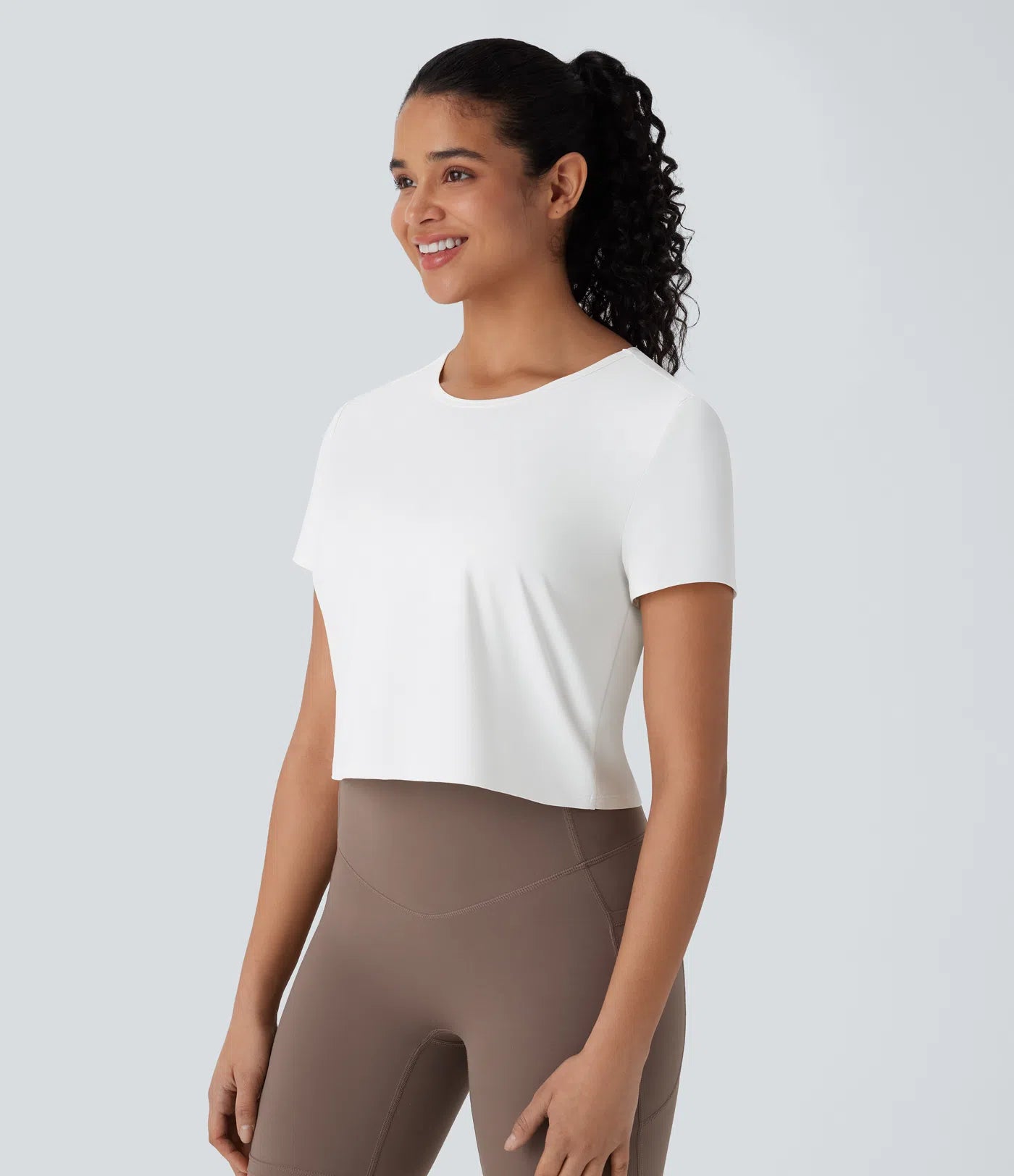 Cut Out Twisted Cropped Hiking Sports Top-UPF40+ - PURE-YOGA