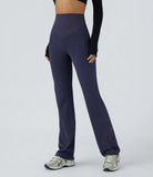 SoCinched High Waisted Tummy Control Contrast Ribbed Bootcut Yoga Leggings-UPF50+ - PURE-YOGA