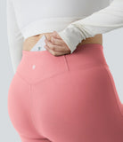 Crossover High Waisted Back Pocket Plus Size Super Flare Leggings - PURE-YOGA