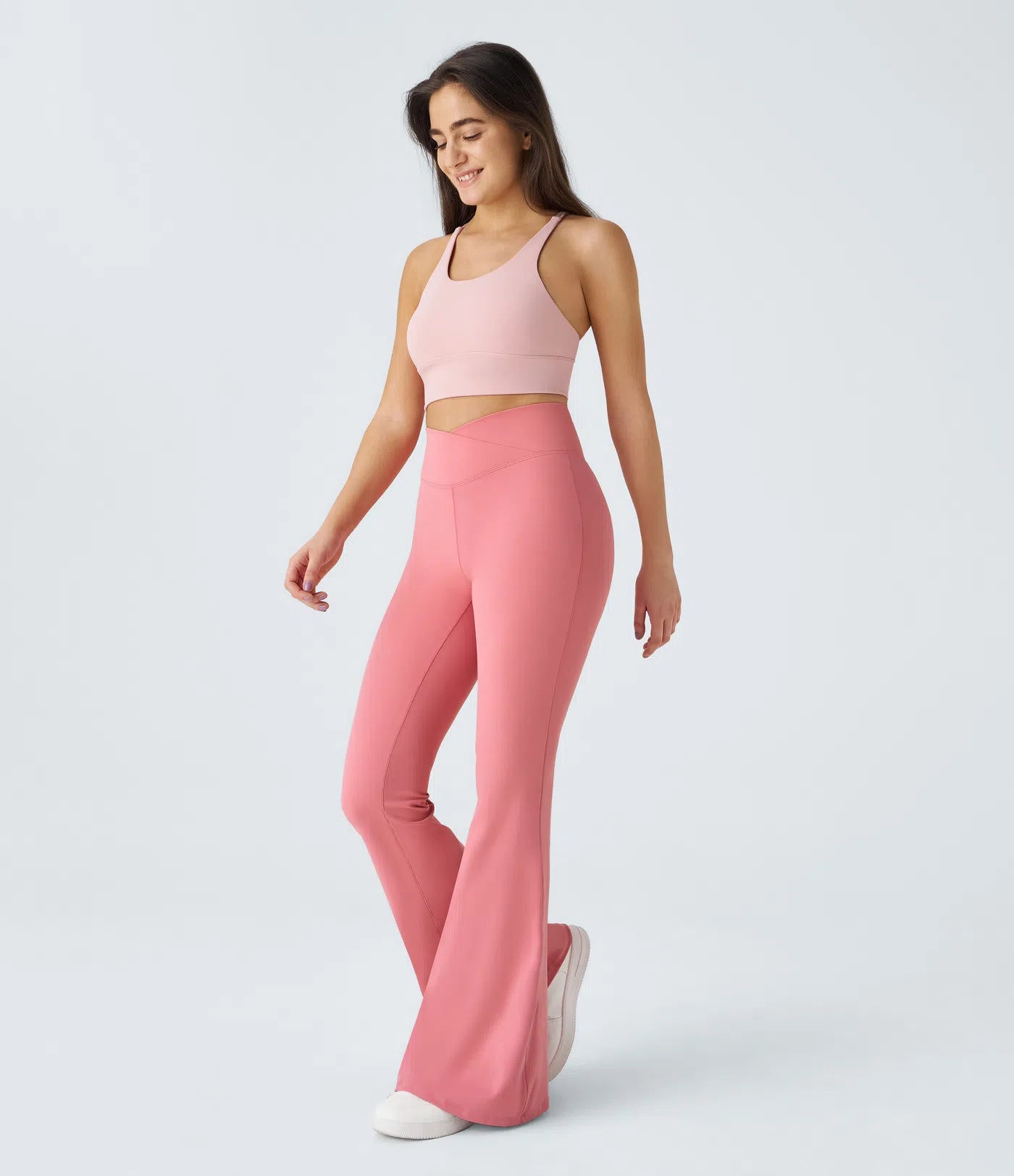 Crossover High Waisted Back Pocket Super Flare Leggings - PURE-YOGA