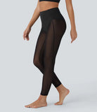 High Waisted 2-in-1 7/8 Sheer Mesh Dance Leggings - PURE-YOGA