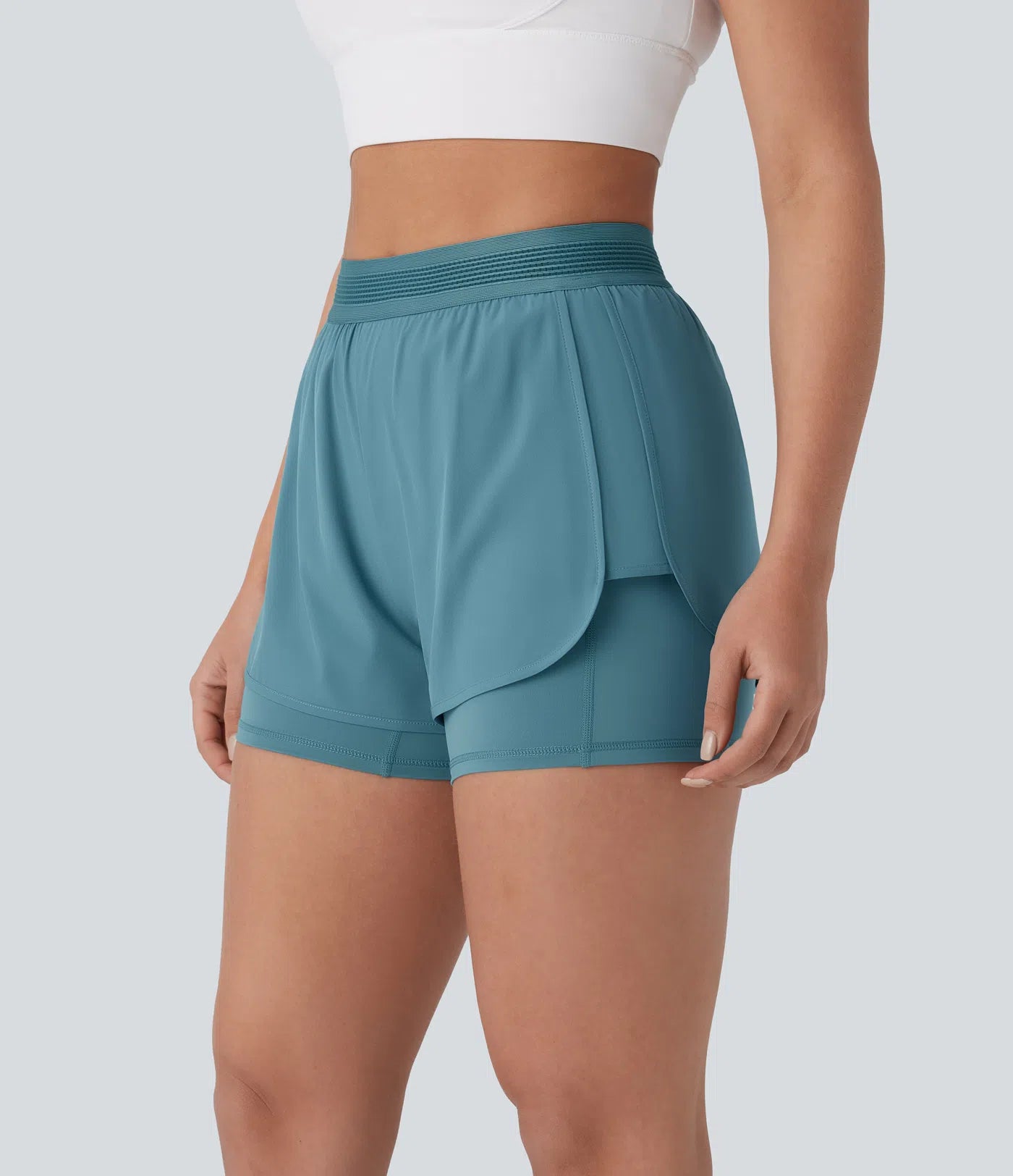 Breezeful™ Mid Rise 2-in-1 Side Pockets Quick Dry Running Shorts - PURE-YOGA