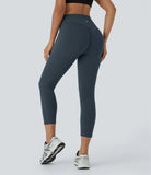 SoCinched High Waisted Scrunch Butt Lifting Tummy Control Side Pocket Shaping Capri Training UltraSculpt Leggings - PURE-YOGA