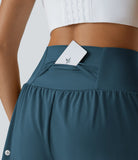 Super High Waisted Back Pocket & Side Hidden Pocket 2-in-1 Yoga Shorts 2.5" - PURE-YOGA