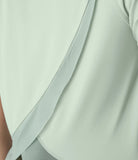 Contrast Mesh Crossover Hem Yoga Sports Top - PURE-YOGA