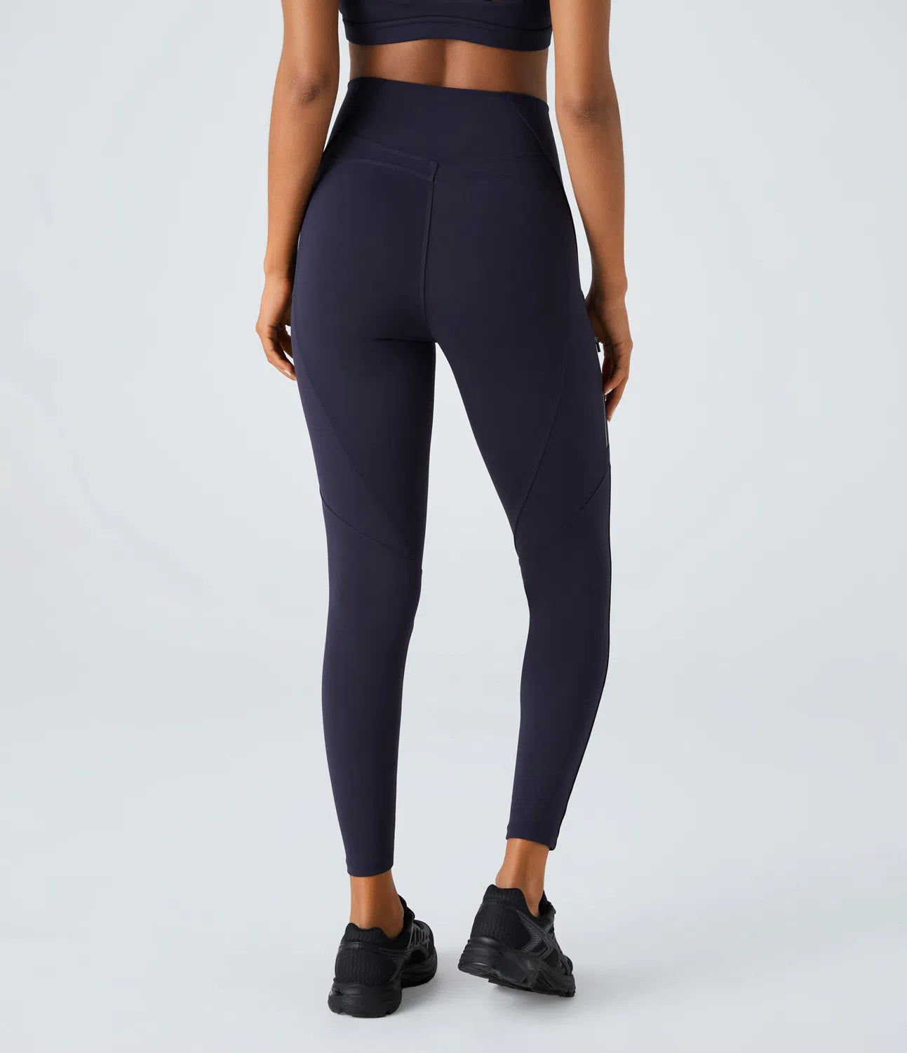 SpeedWave™ High Waisted Reflective Line Zipper Pocket Quick Dry 7/8 Workout Leggings - PURE-YOGA