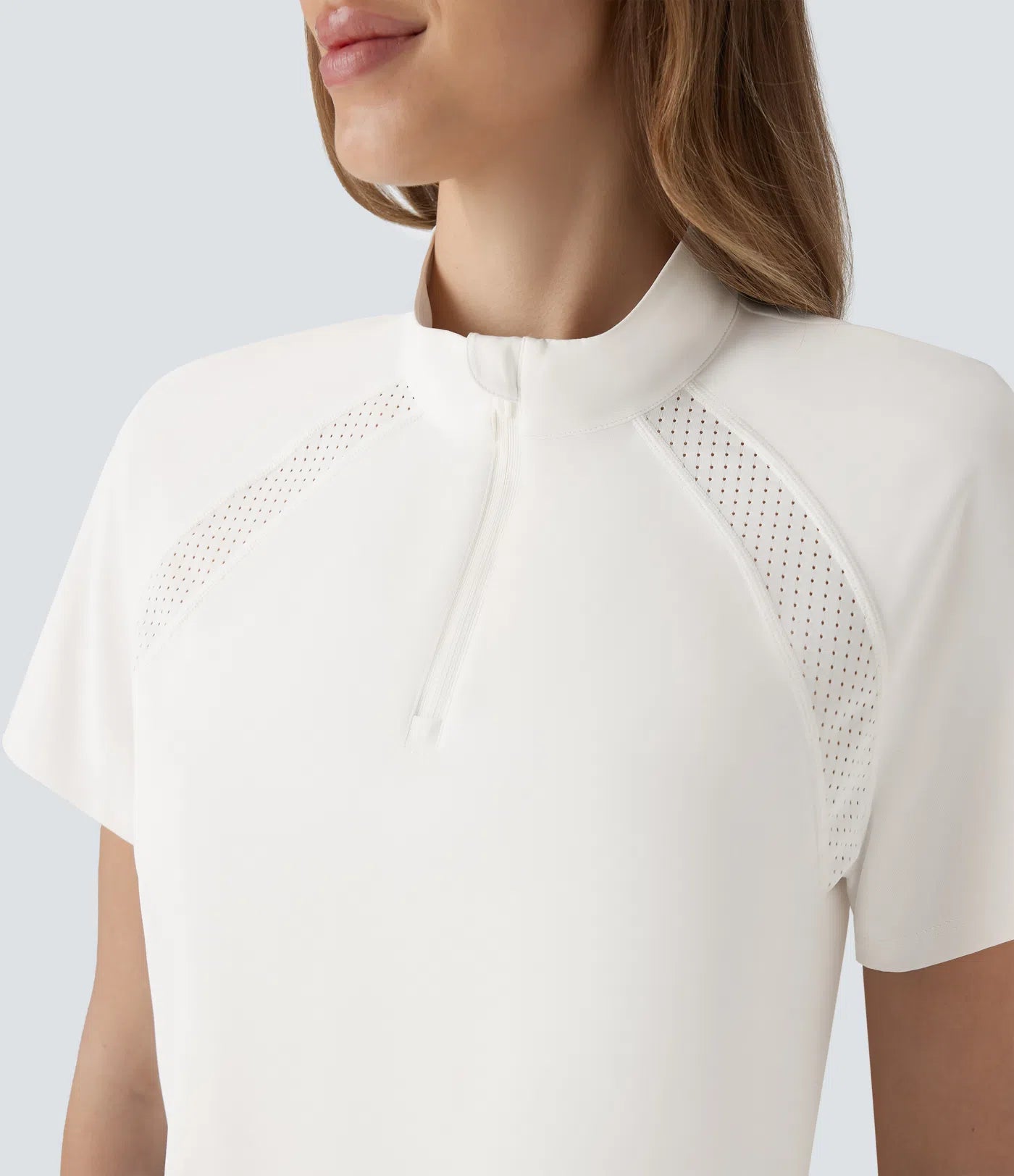 Softlyzero™ QuickDry Stand Collar Zipper Perforated Split High Low Tennis Sports Top - PURE-YOGA